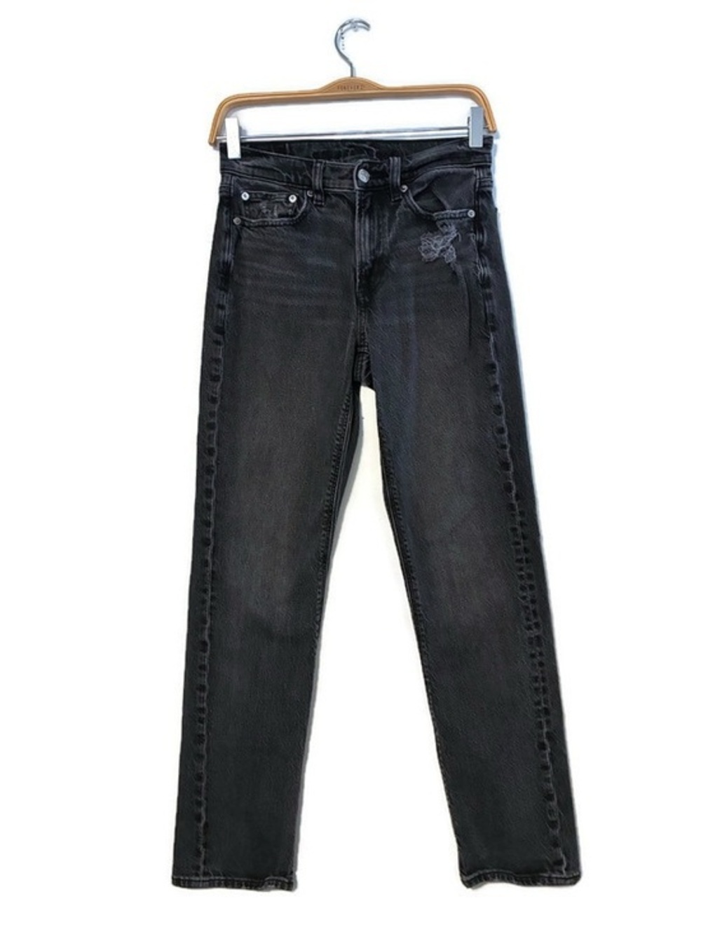 American Eagle Outfitters Black Super High-Rise Ankle Straight Jeans Size 2 Long